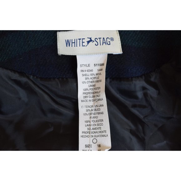 Vintage 90s Green/Navy Plaid Wool Acrylic Blazer by White Stag size 16 - Picture 9 of 10